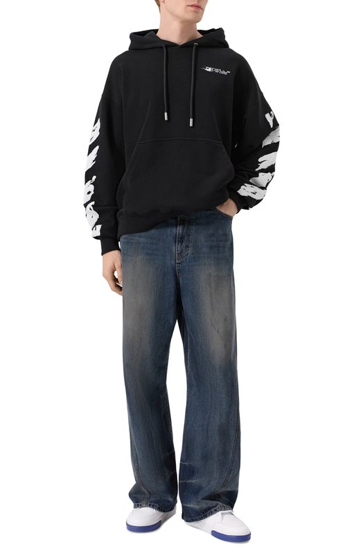 Хлопковое худи Off-White 0MBB085F25FLE00G Чёрный  0MBB085F25FLE00G Фото 2