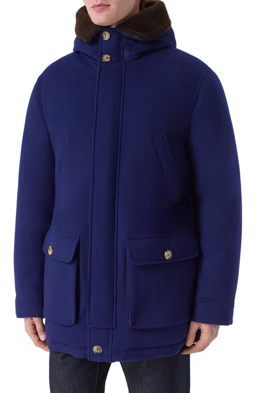 Пуховик с отделкой из овчины Brunello Cucinelli MM4701993 Синий  MM4701993 Фото 3