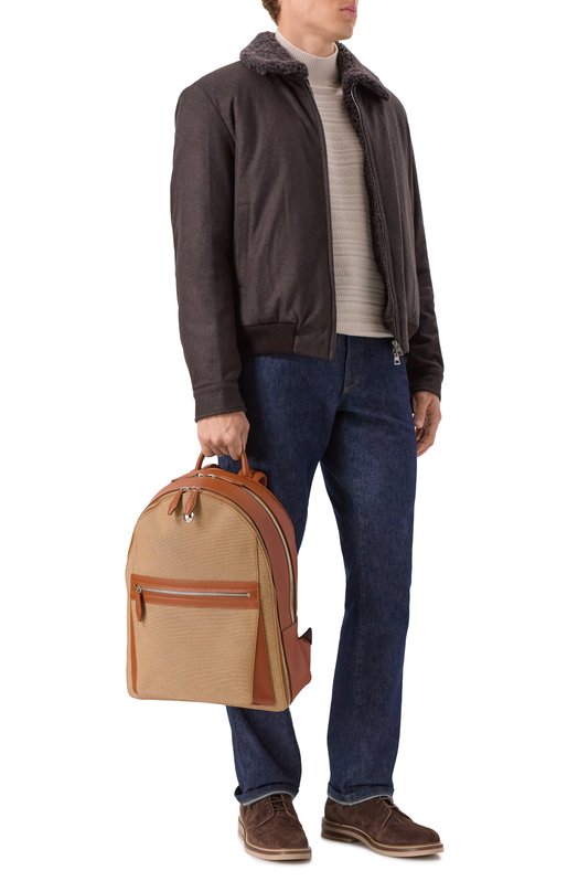 Рюкзак Rubeus Milano BACKPACK BAG MICHELANGEL0/CALFSKIN GRAN PRIX+CANVA Бежевый  BACKPACK BAG MICHELANGEL0/CALFSKIN GRAN PRIX+CANVA Фото 7