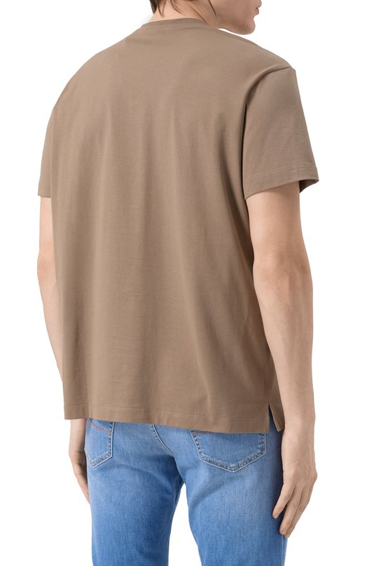Хлопковая футболка Corneliani 25G575-2525005 Бежевый  25G575-2525005 Фото 4