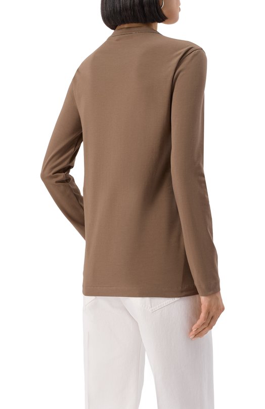 Хлопковый лонгслив Brunello Cucinelli MPT18B0107 Коричневый  MPT18B0107 Фото 4