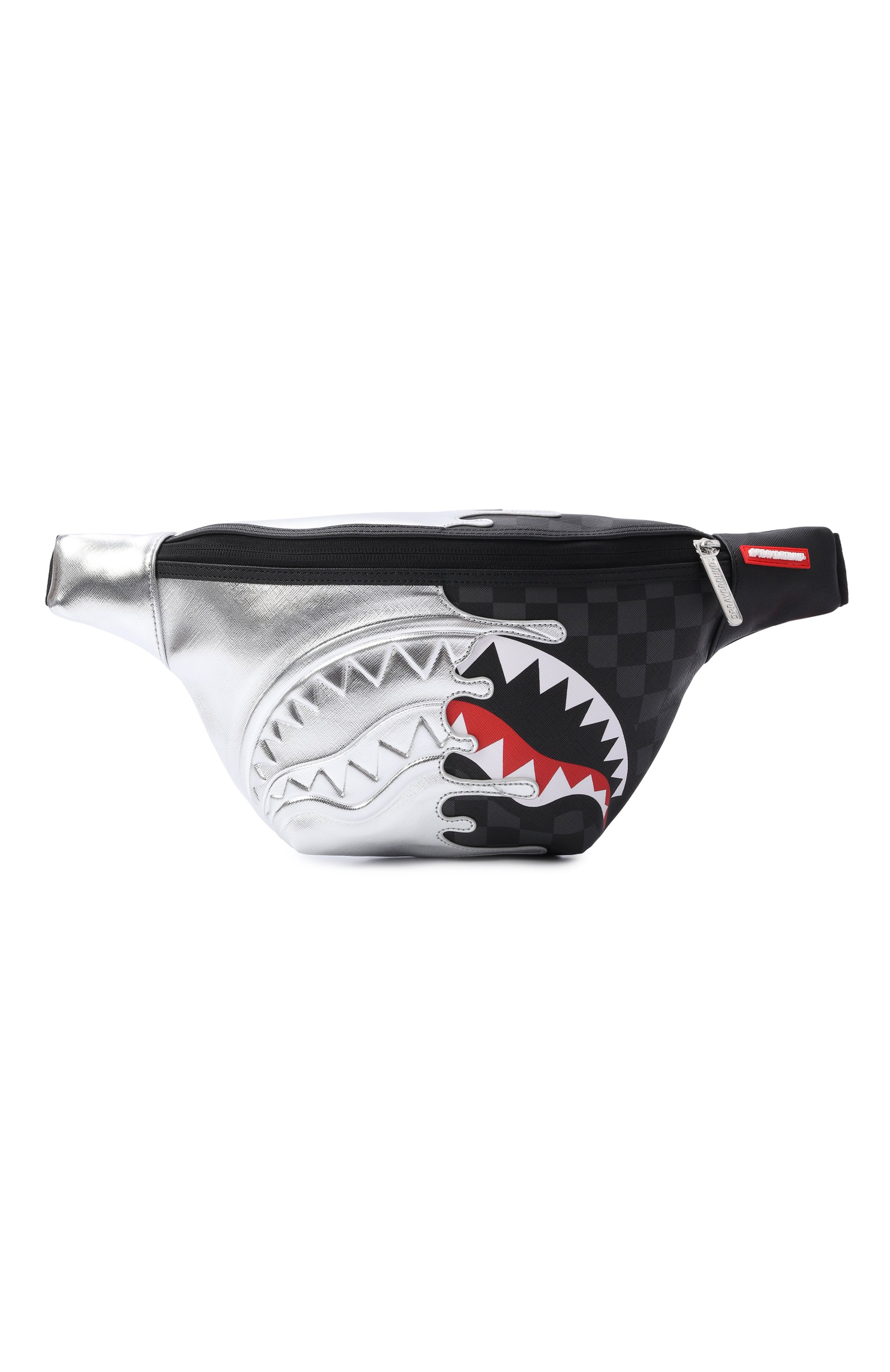 Поясная сумка silver side drip black check SPRAYGROUND серебряного цвета по цене 13200 руб., арт. 910B8926NSZ/SILVER SIDE DRIP BLACK CHECK SAVVY CR0, фото 1 Поясная сумка silver side drip black check SPRAYGROUND, арт. 910B8926NSZ/SILVER SIDE DRIP BLACK CHECK SAVVY CR0, фото 1