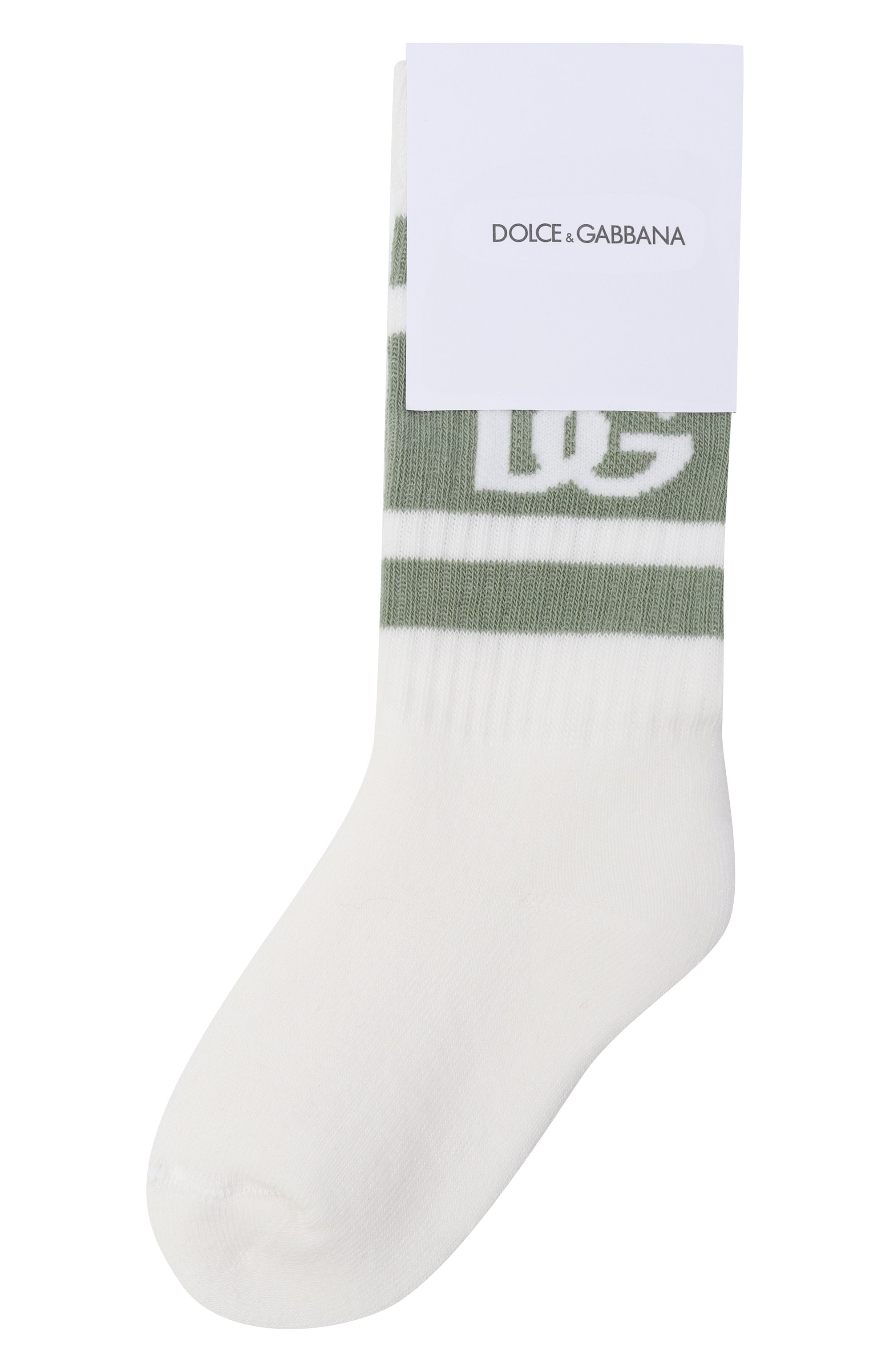 Хлопковые носки DOLCE & GABBANA светло-зеленого цвета по цене 9950 руб., арт. LBKAC5/JBCI6, фото 1 Хлопковые носки DOLCE & GABBANA, арт. LBKAC5/JBCI6, фото 1