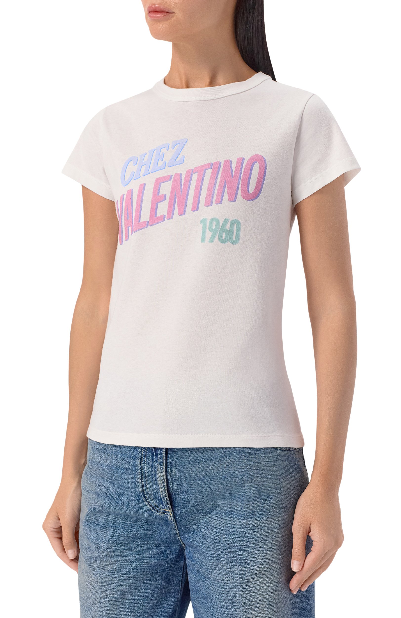 Хлопковая футболка VALENTINO белого цвета по цене 84450 руб., арт. 9B3MG26M/AA8, фото 3 Хлопковая футболка VALENTINO, арт. 9B3MG26M/AA8, фото 3