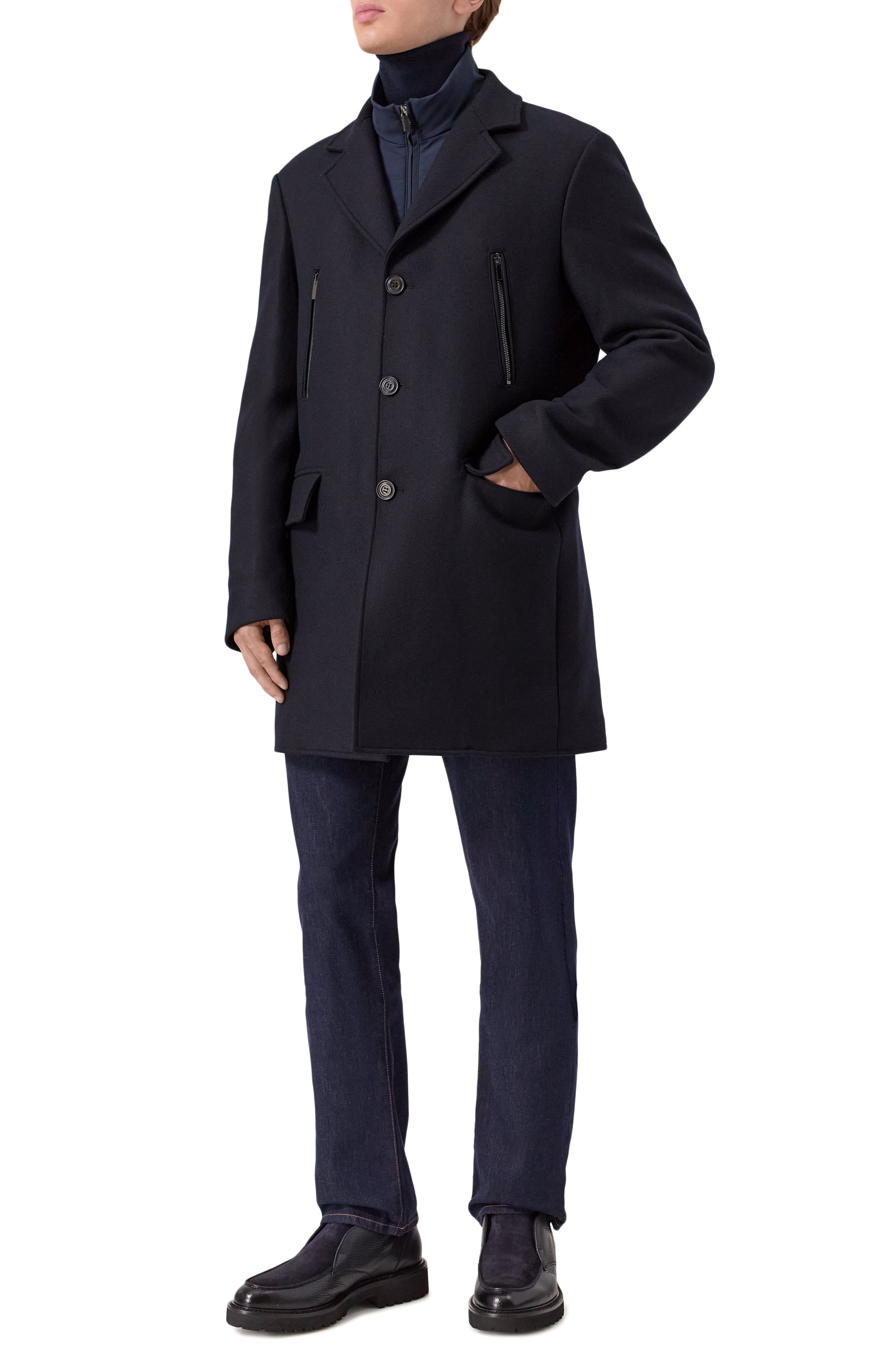 Шерстяное пальто PAUL&SHARK темно-синего цвета по цене 124000 руб., арт. 15312170, фото 2 Шерстяное пальто PAUL&SHARK, арт. 15312170, фото 2
