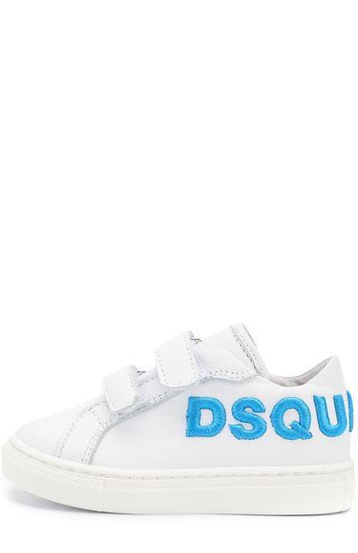 Кожаные кеды с застежками велькро и вышивкой DSQUARED2 белого цвета по цене 23300 руб., арт. 54097/16-27, фото 2 Кожаные кеды с застежками велькро и вышивкой DSQUARED2, арт. 54097/16-27, фото 2