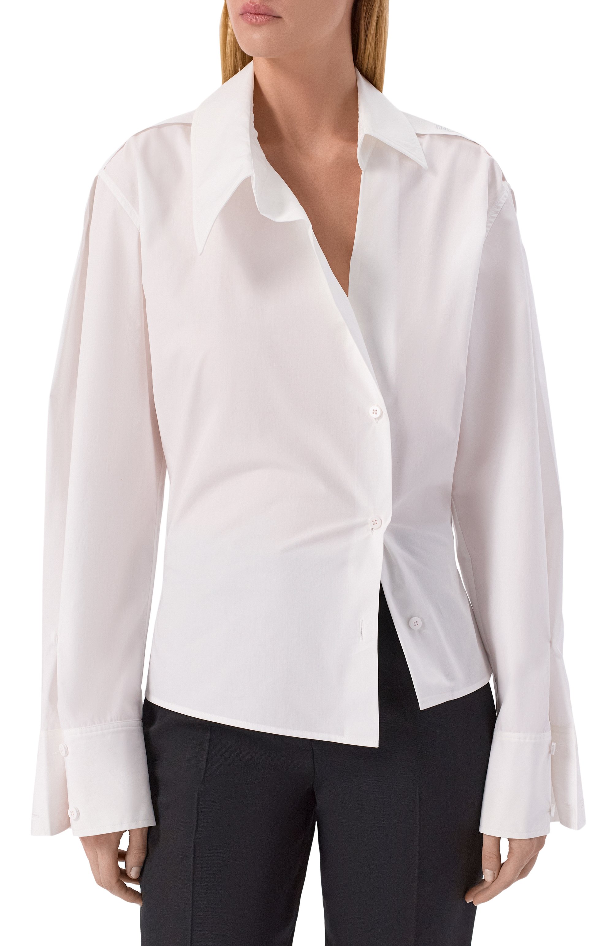 Хлопковая рубашка THE ATTICO белого цвета по цене 64150 руб., арт. 260WCH00045/CCC052AA, фото 3 Хлопковая рубашка THE ATTICO, арт. 260WCH00045/CCC052AA, фото 3