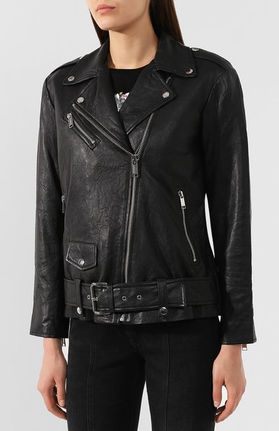 Кожаная куртка MICHAEL MICHAEL KORS черного цвета по цене 47800 руб., арт. MU92J0K2A3, фото 3 Кожаная куртка MICHAEL MICHAEL KORS, арт. MU92J0K2A3, фото 3
