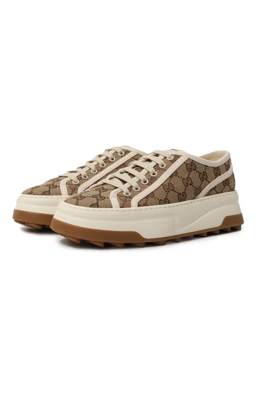 Текстильные кеды GG Gucci 746766/20Q20 Коричневый 746766/20Q20