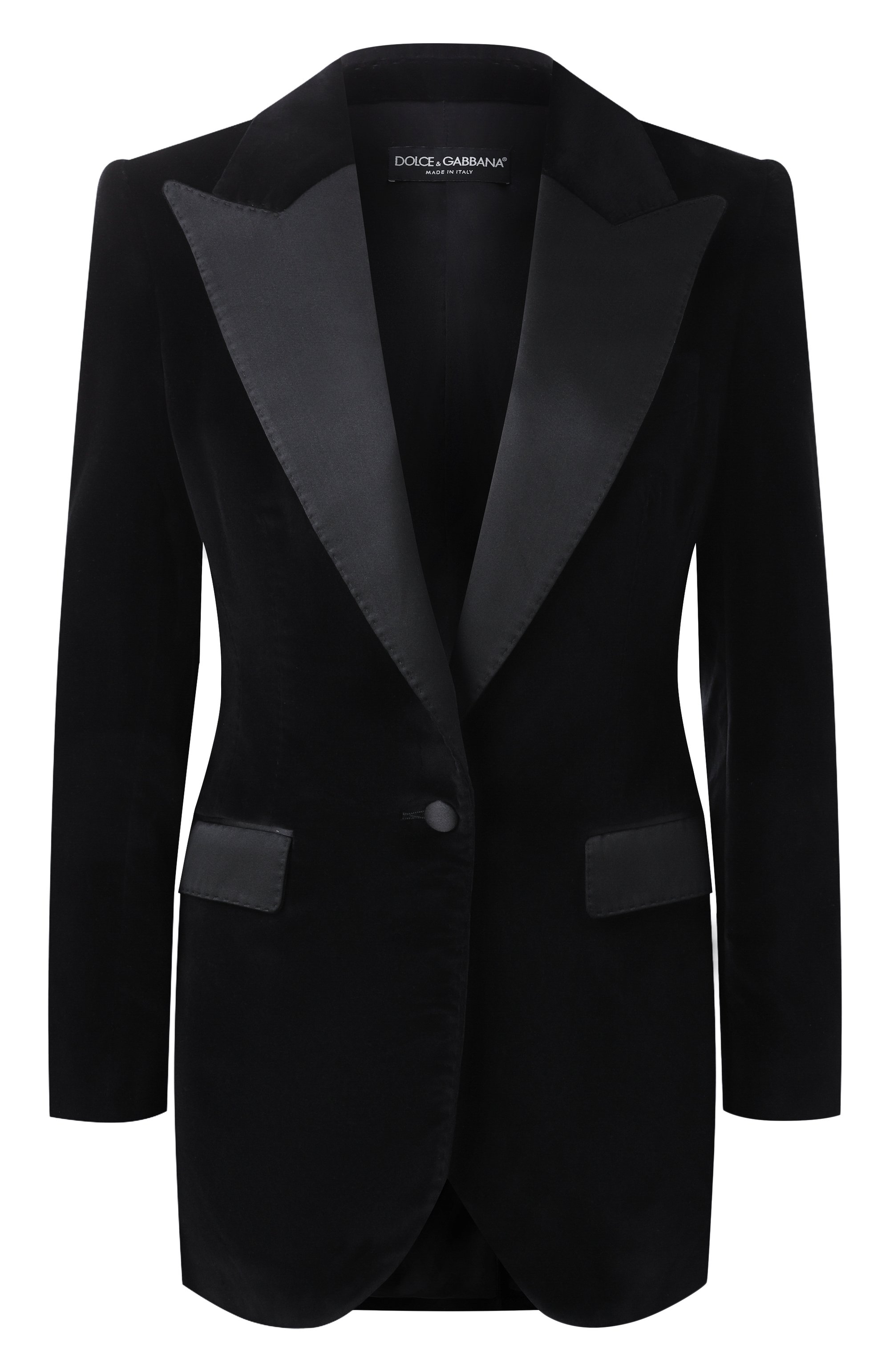 Бархатный жакет DOLCE & GABBANA черного цвета по цене 351500 руб., арт. F2942T/FUVG7, фото 1 Бархатный жакет DOLCE & GABBANA, арт. F2942T/FUVG7, фото 1