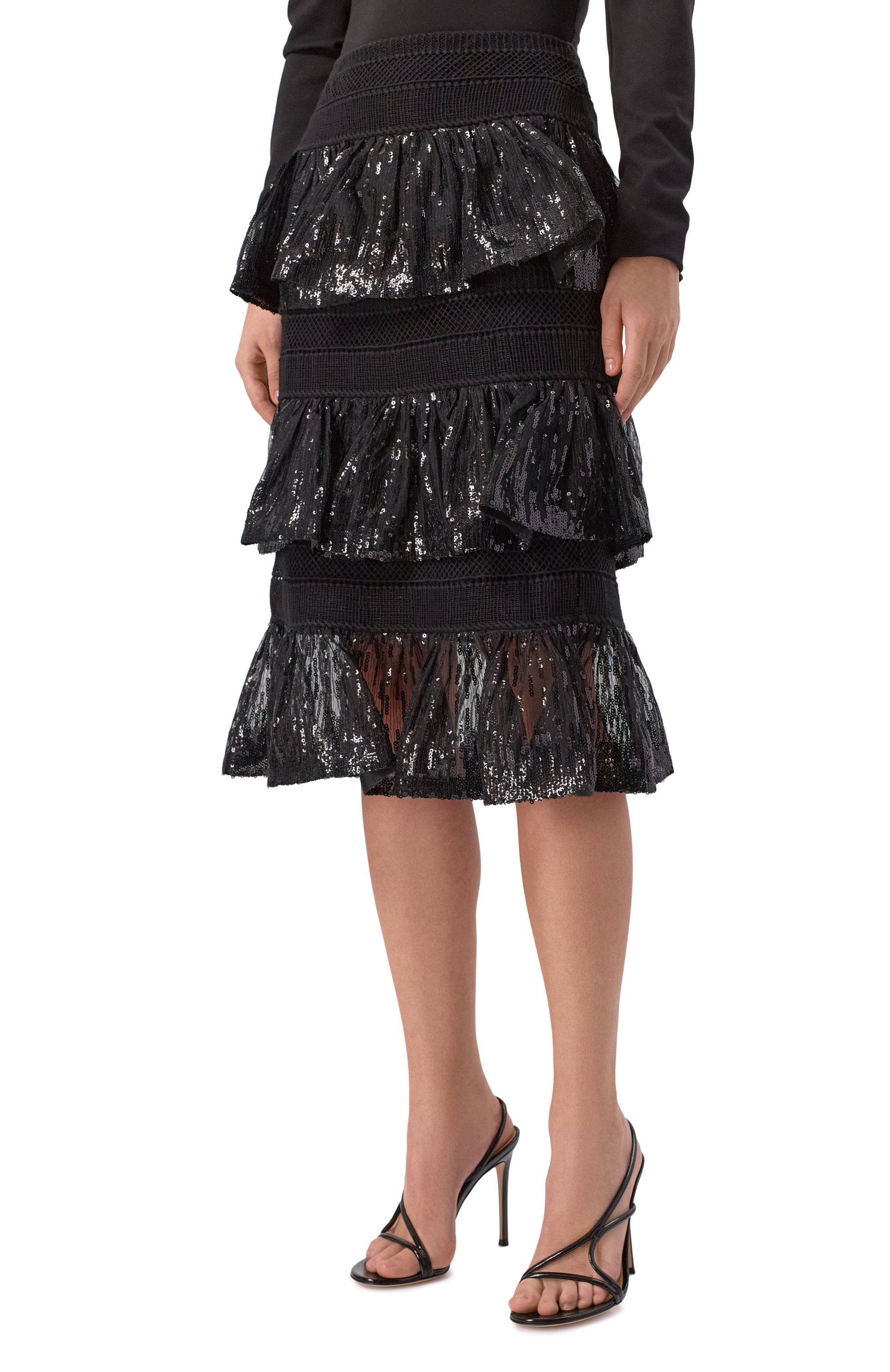 Юбка с отделкой пайетками ELIE SAAB, арт. SK217NF25PAM01, фото 3