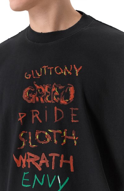 Хлопковая футболка VETEMENTS черного цвета по цене 79950 руб., арт. ME76TR196BX/1200 LIGHT JERSEY, фото 5 Хлопковая футболка VETEMENTS, арт. ME76TR196BX/1200 LIGHT JERSEY, фото 5
