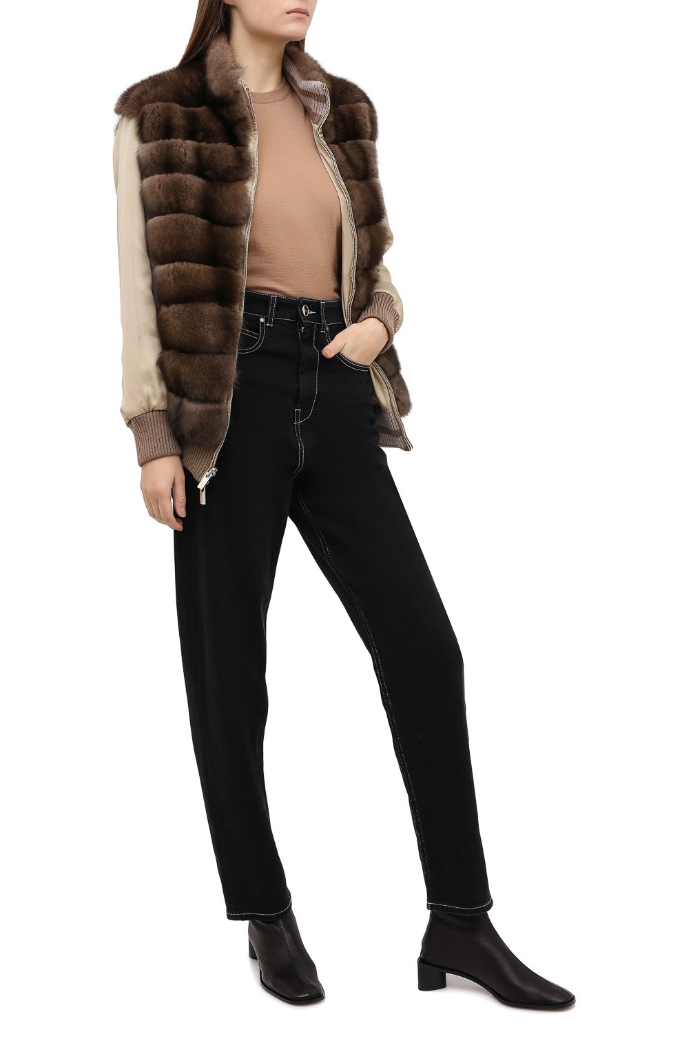 Бомбер из меха соболя и шелка KITON коричневого цвета по цене 3440000 руб., арт. D50686X04R72, фото 2 Бомбер из меха соболя и шелка KITON, арт. D50686X04R72, фото 2