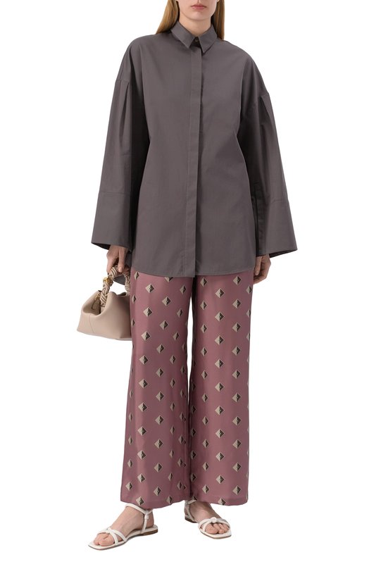 Хлопковая рубашка Max Mara Leisure SAP0RE Серый  SAP0RE Фото 2