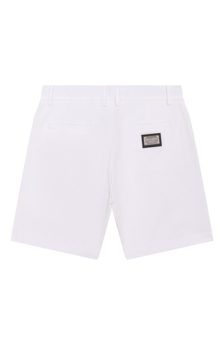 Детские хлопковые шорты DOLCE & GABBANA белого цвета, арт. L43Q25/G7M4D/2-6 | Фото 2 (Материал внешний: Хлопок; Нос: Не проставлено; Случай: Повседневный; Автоматизация состава: Проставлено; Ростовка одежда: 2 года | 92 см, 4 года | 104 см, 5 лет | 110 см, 6 лет | 116 см, 3 года | 98 см)