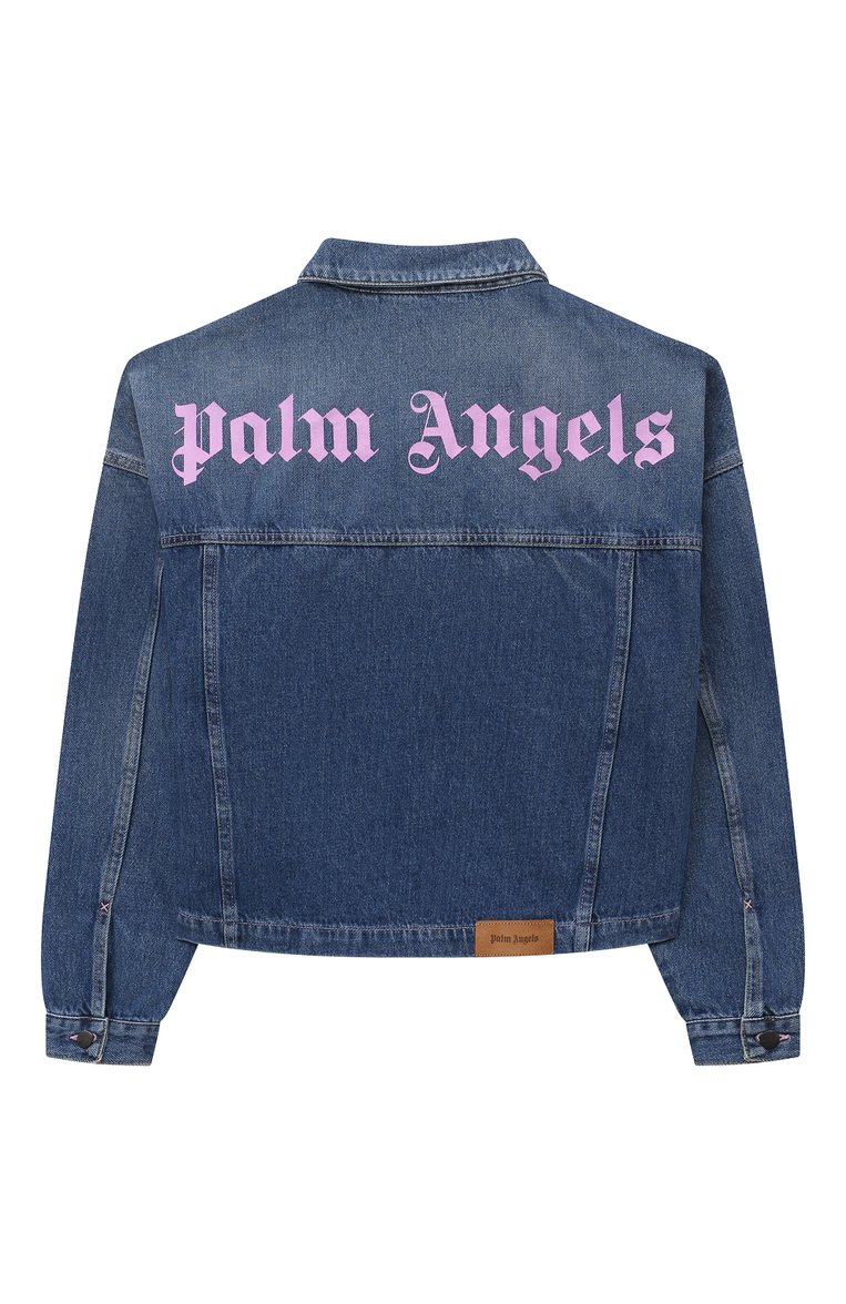 Детская джинсовая куртка PALM ANGELS синего цвета, арт. PGYE006S24DEN001/12+ | Фото 2 (Рукава: Длинные; Материал внешний: Хлопок, Деним; Кросс-КТ: Деним, Демисезон; Ростовка одежда: 12 лет | 152 см)