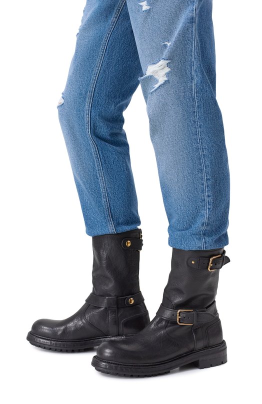 Кожаные сапоги Dolce & Gabbana A70032/AW352 Чёрный  A70032/AW352 Фото 3