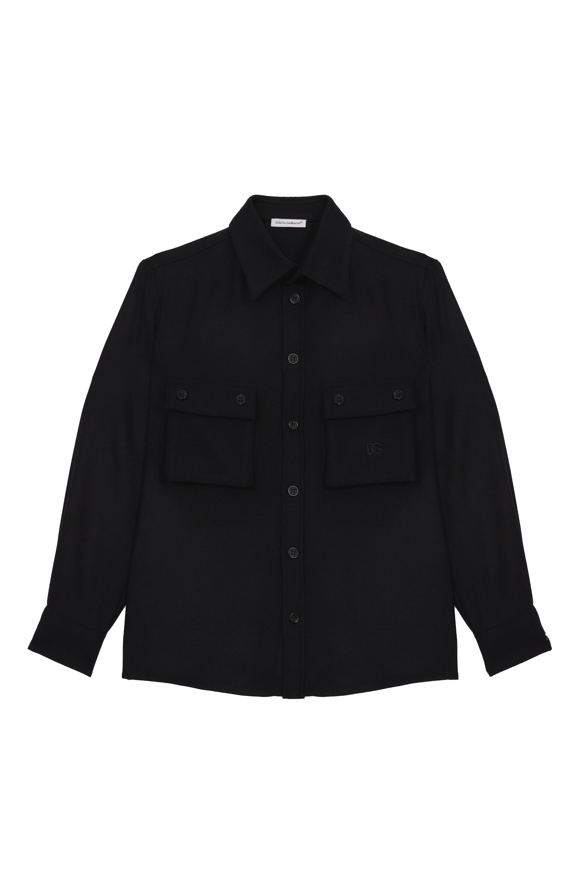 Рубашка из вискозы и шерсти DOLCE & GABBANA темно-синего цвета по цене 59900 руб., арт. L44S20/G7PLH/8-12+, фото 1 Рубашка из вискозы и шерсти DOLCE & GABBANA, арт. L44S20/G7PLH/8-12+, фото 1