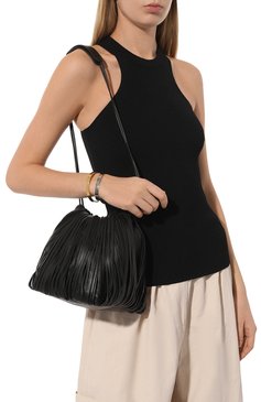 Женская сумка dumpling fringe JIL SANDER черного цвета, арт. J08WG0025/P6960 | Фото 2 (Материал: Натуральная кожа; Материал сплава: Проставлено; Размер: mini; Драгоценные камни: Проставлено)