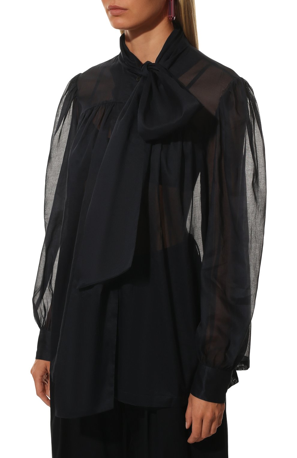 Хлопковая блуза DRIES VAN NOTEN темно-синего цвета по цене 47800 руб., арт. 221-010750-4121, фото 3 Хлопковая блуза DRIES VAN NOTEN, арт. 221-010750-4121, фото 3