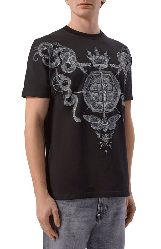 Хлопковая футболка Philipp Plein SAFC MTK8822 PJY002N Чёрный  SAFC MTK8822 PJY002N Фото 3