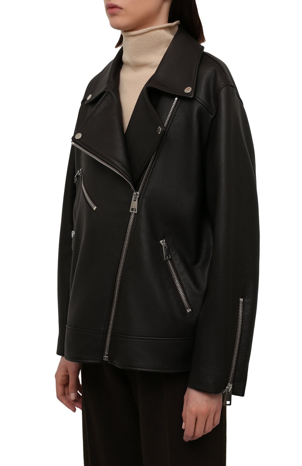 Кожаная куртка MASLOV темно-коричневого цвета по цене 226600 руб., арт. SMW99, фото 3 Кожаная куртка MASLOV, арт. SMW99, фото 3