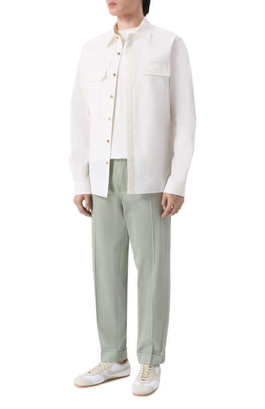 Хлопковые брюки Dries Van Noten 020904/3309 Зелёный  020904/3309 Фото 2