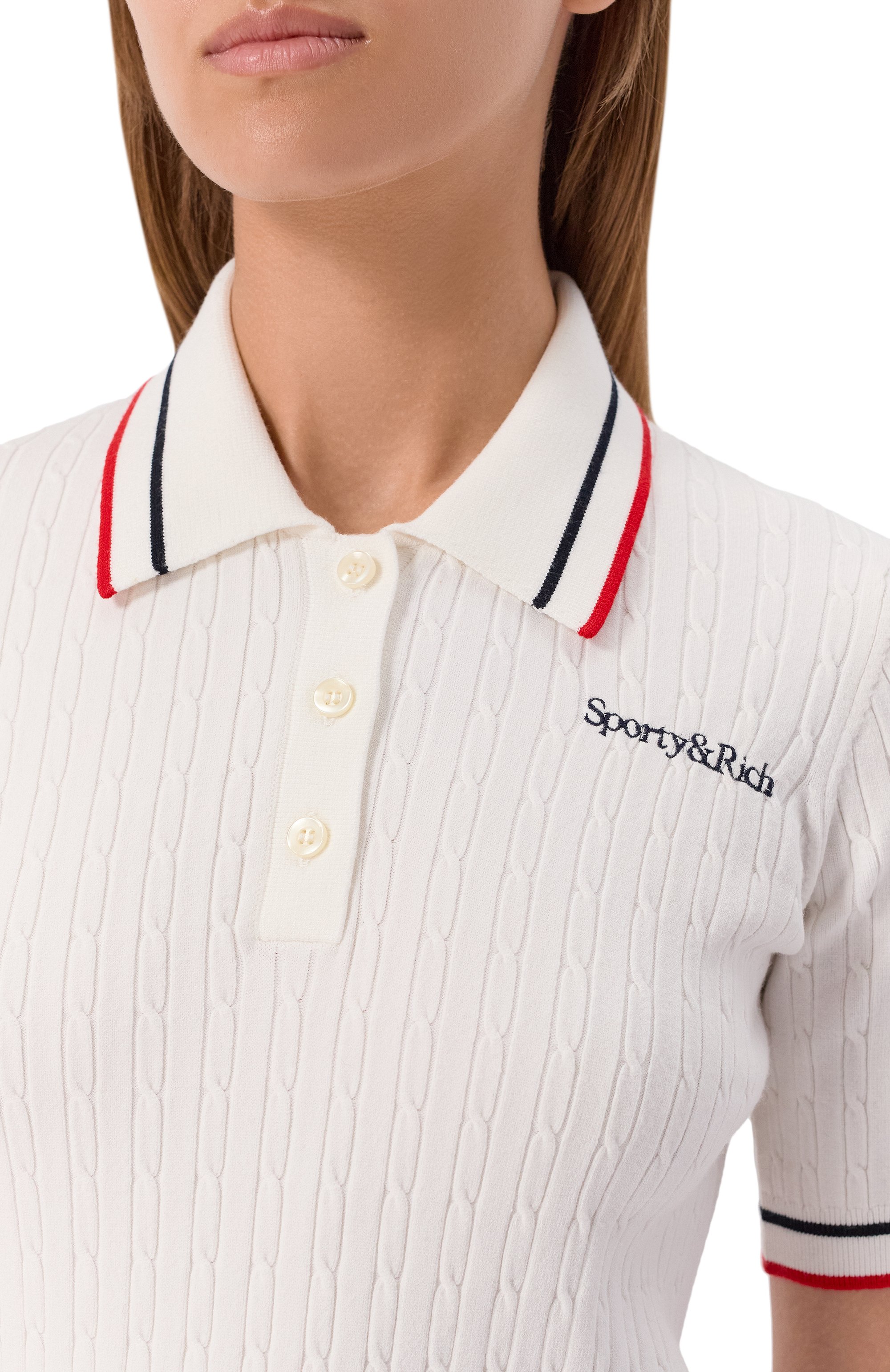 Поло из вискозы SPORTY AND RICH, арт. T0068602300WH58, фото 5