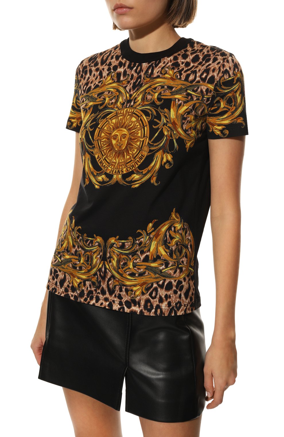 Хлопковая футболка VERSACE JEANS COUTURE, арт. 72HAH6A3-72DP613 PLACED JERSEY C0 PANEL LE0 BAR0QU, фото 3