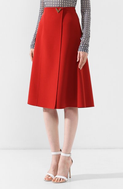 Шерстяная юбка VALENTINO красного цвета по цене 133500 руб., арт. RB3RA4F54EJ, фото 3 Шерстяная юбка VALENTINO, арт. RB3RA4F54EJ, фото 3