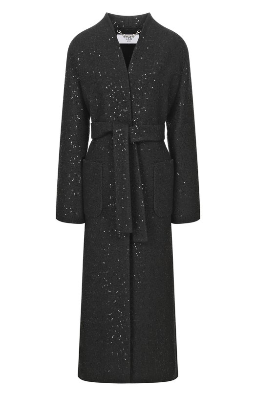 Шерстяное пальто с отделкой пайетками Seven Lab CX black brilliant Чёрный CX black brilliant