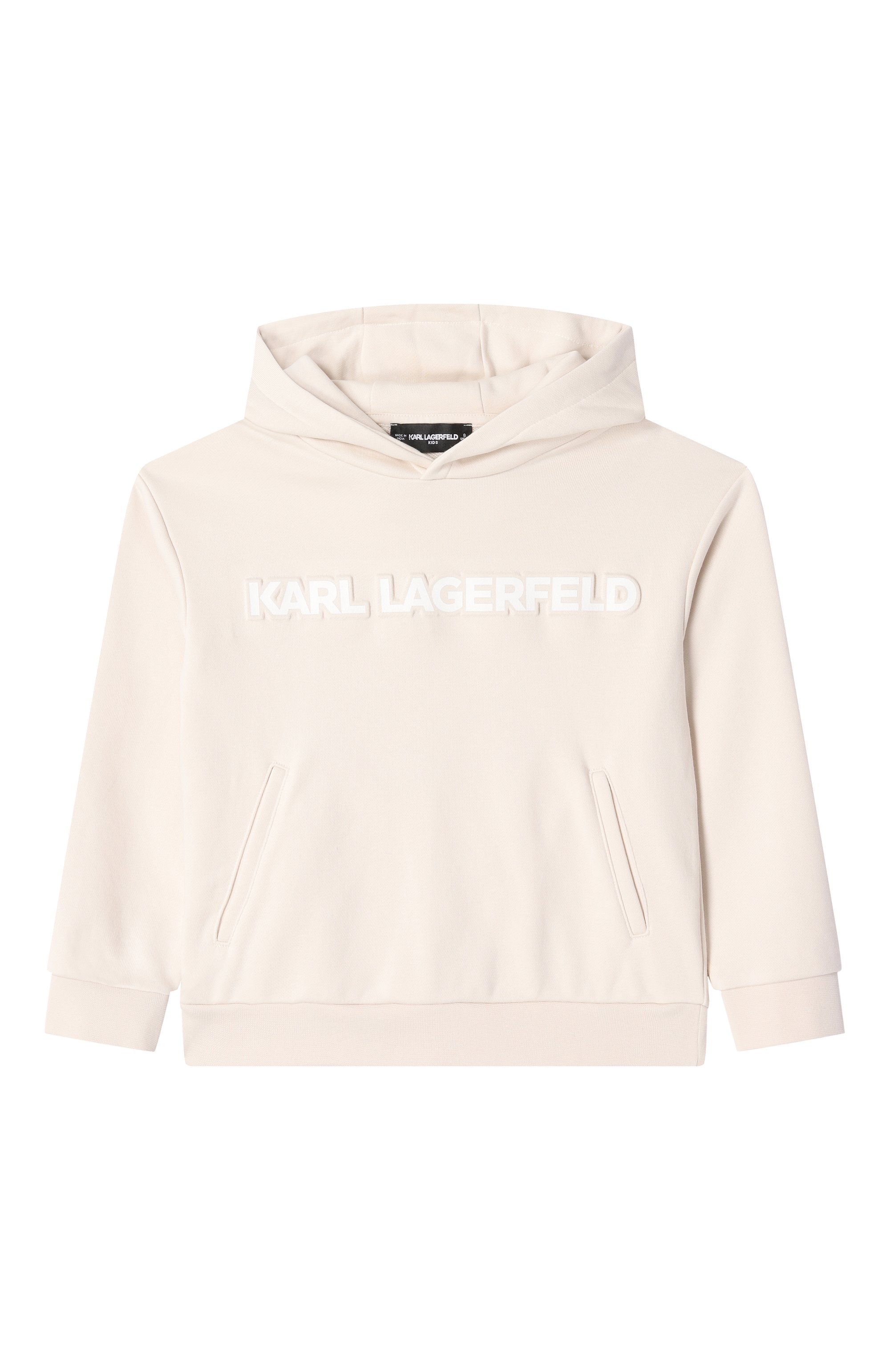 Хлопковое худи KARL LAGERFELD KIDS кремового цвета по цене 15800 руб., арт. Z30576, фото 1 Хлопковое худи KARL LAGERFELD KIDS, арт. Z30576, фото 1