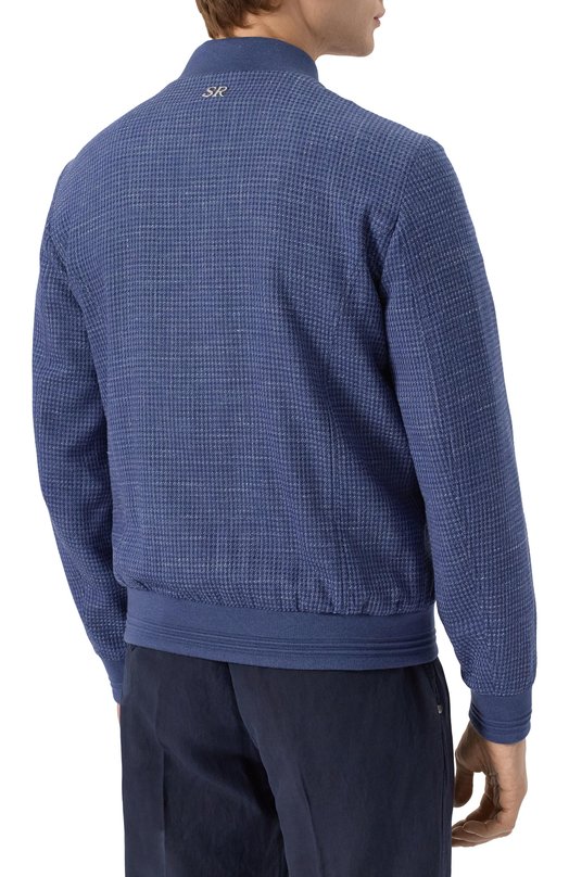 Бомбер из шерсти и шелка Stefano Ricci MZJ5100070/LP50HA/68 Синий  MZJ5100070/LP50HA/68 Фото 4