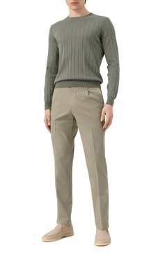 Мужской хлопковый джемпер CORNELIANI светло-зеленого цвета, арт. 25M513-2525153 | Фото 2 (Рукава: Длинные; Длина (для топов): Стандартные; Стили: Кэжуэл, Спорт-шик; Принт: Без принта; Мужское Кросс-КТ: Джемперы; Вырез: Круглый; Материал внешний: Хлопок)