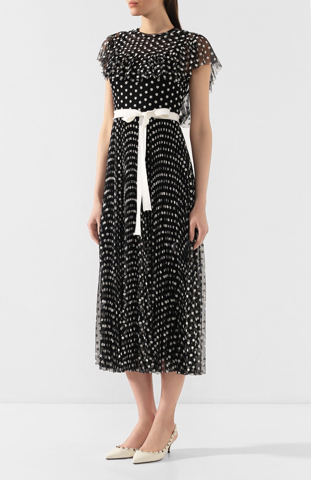 Платье с поясом REDVALENTINO черного цвета по цене 89150 руб., арт. TR3VA11J/4SR, фото 6 Платье с поясом REDVALENTINO, арт. TR3VA11J/4SR, фото 6