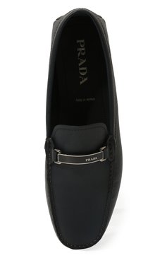 Мужские кожаные мокасины PRADA темно-синего цвета, арт. 2DD159-053-F0216-U00I | Фото 6 (Стили: Кэжуэл; Нос: Не проставлено; Материал сплава: Проставлено; Материал внешний: Натуральная кожа)
