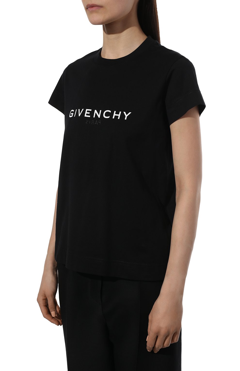 Хлопковая футболка GIVENCHY черного цвета по цене 42900 руб., арт. BW707Y3Z5W, фото 3 Хлопковая футболка GIVENCHY, арт. BW707Y3Z5W, фото 3