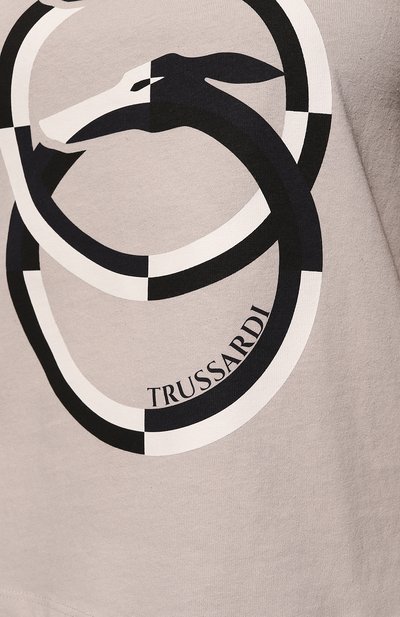 Хлопковая футболка TRUSSARDI кремового цвета по цене 8500 руб., арт. 56T00537-1T006160, фото 5 Хлопковая футболка TRUSSARDI, арт. 56T00537-1T006160, фото 5