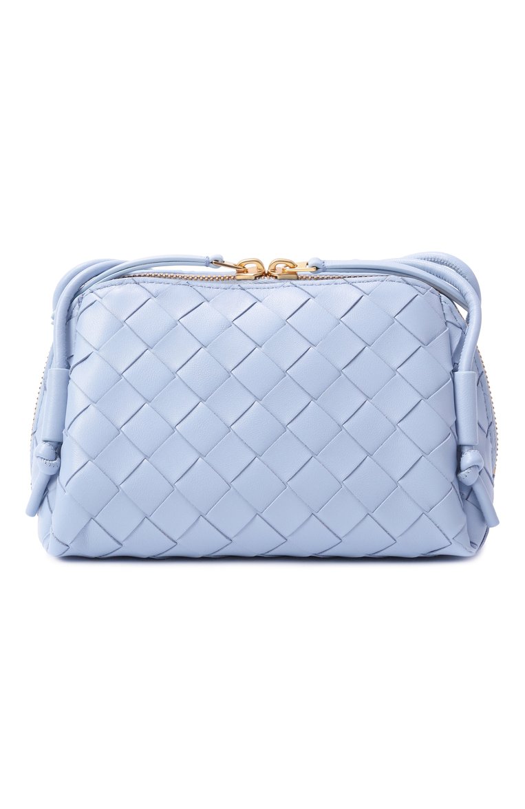 Женская сумка concert pouch BOTTEGA VENETA светло-голубого цвета, арт. 794258/VCPP1 | Фото 6 (Ремень/цепочка: На ремешке; Материал: Натуральная кожа; Размер: mini; Автоматизация состава: Проставлено; Автоматизация ТО: Проставлено)