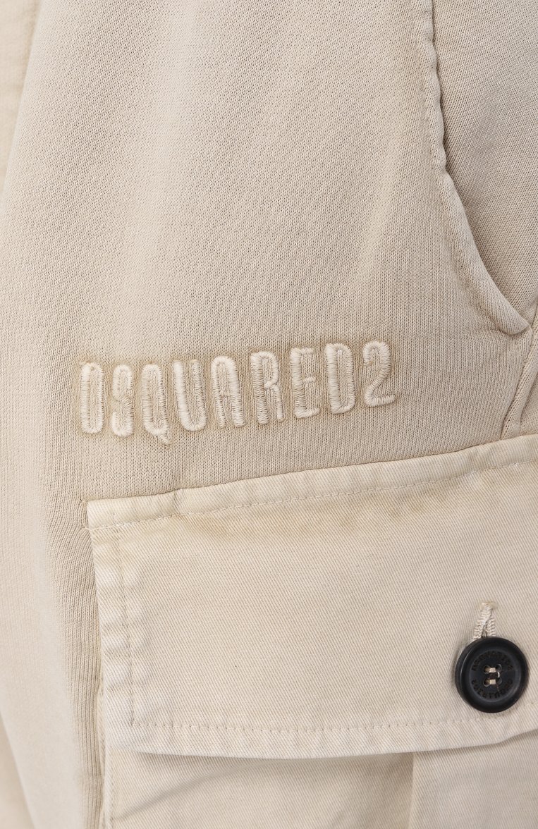 Женские хлопковые джог�геры-карго DSQUARED2 бежевого цвета, арт. S75KB0481/S25539 | Фото 6 (Длина (брюки, джинсы): Стандартные; Материал внешний: Хлопок; Женское Кросс-КТ: Брюки-одежда, Джоггеры - брюки; Стили: Спорт-шик)