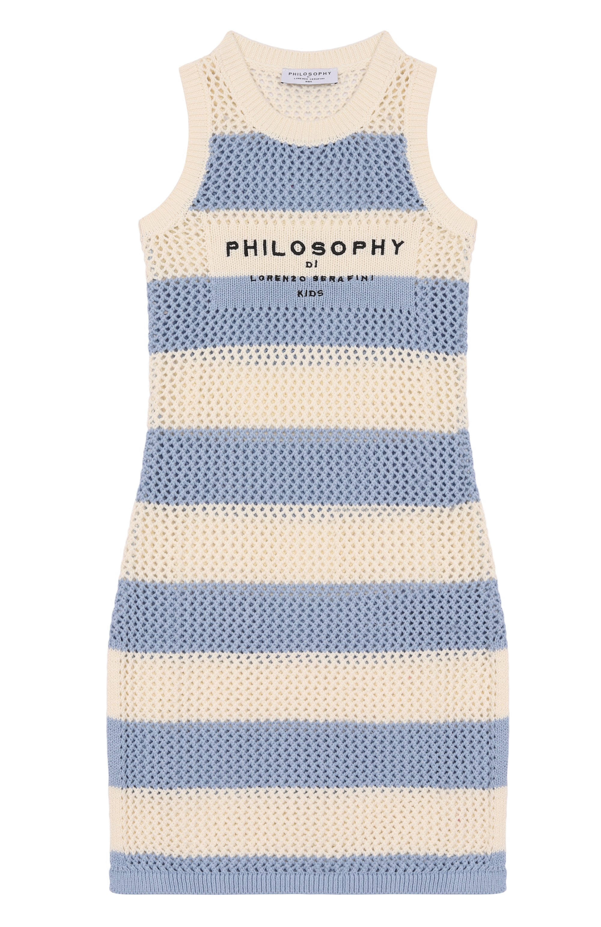 Хлопковое платье PHILOSOPHY DI LORENZO SERAFINI KIDS голубого цвета по цене 18650 руб., арт. I9E035/5706/4-10, фото 1 Хлопковое платье PHILOSOPHY DI LORENZO SERAFINI KIDS, арт. I9E035/5706/4-10, фото 1