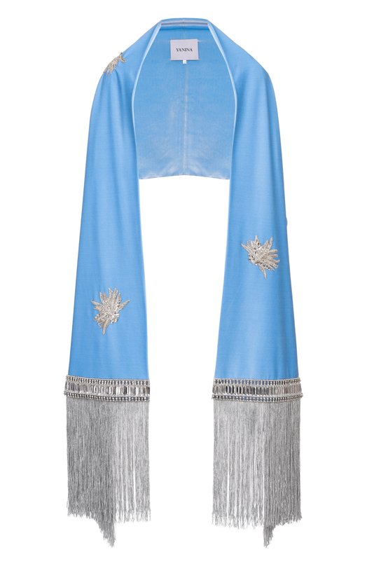 Бархатная накидка с отделкой стразами YANINA T-3092B Голубой T-3092B