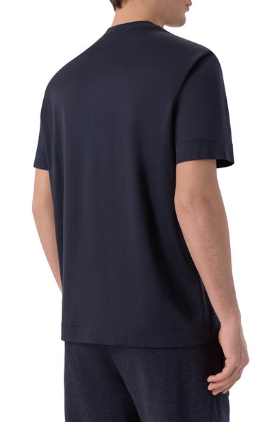 Футболка из лиоцелла и хлопка EMPORIO ARMANI темно-синего цвета по цене 14000 руб., арт. EM002963/AF10761, фото 4 Футболка из лиоцелла и хлопка EMPORIO ARMANI, арт. EM002963/AF10761, фото 4