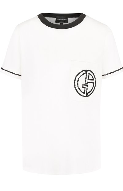 Женская футболка свободного кроя из смеси шелка и хлопка GIORGIO ARMANI, арт. 3ZAM55/AJNZZ