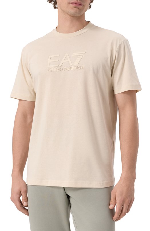 Хлопковая футболка EA7 7M000224/AF10375 Кремовый  7M000224/AF10375 Фото 3