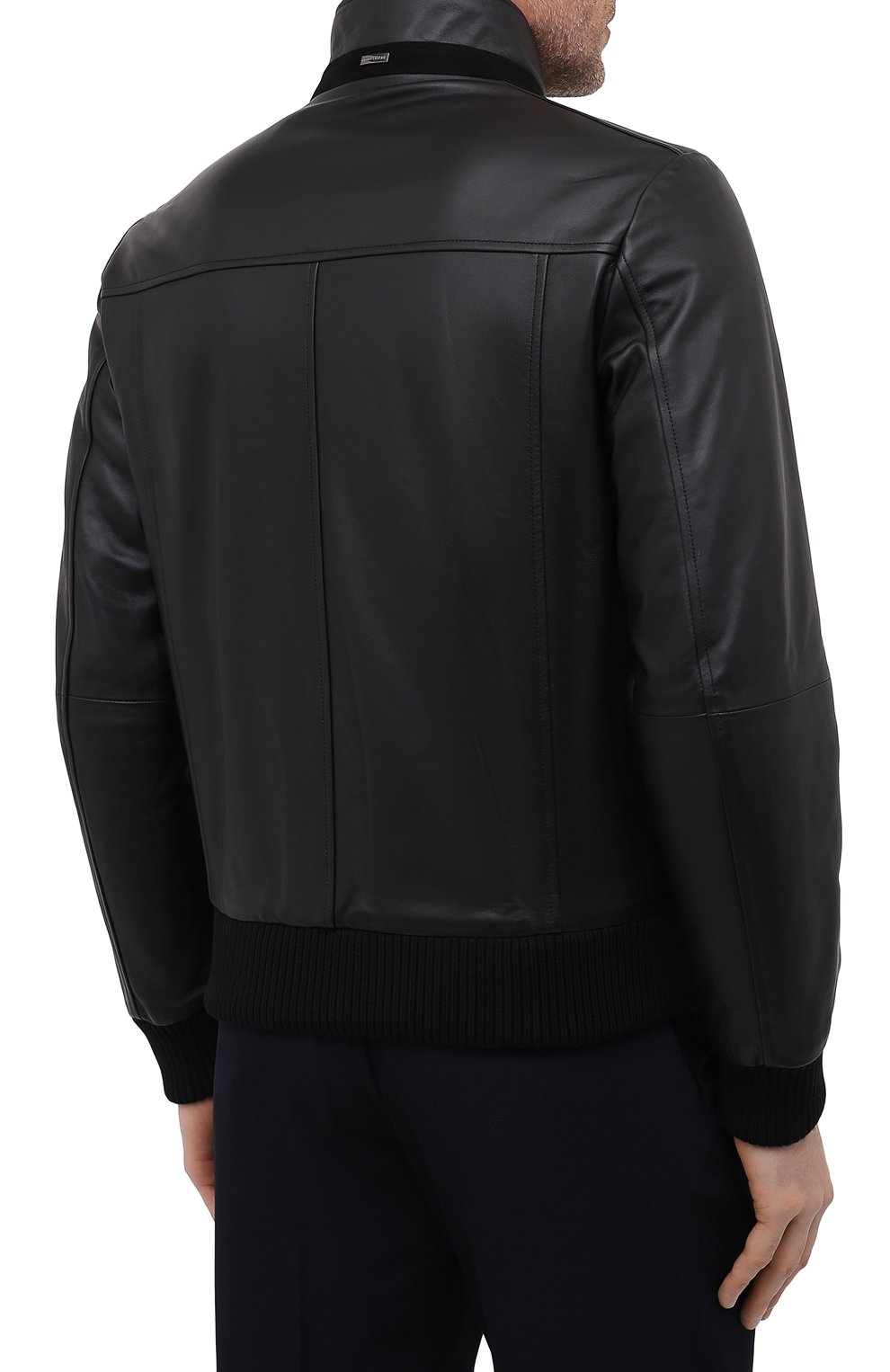 Кожаный бомбер PAUL&SHARK черного цвета по цене 124500 руб., арт. 11312499/H1F, фото 4 Кожаный бомбер PAUL&SHARK, арт. 11312499/H1F, фото 4