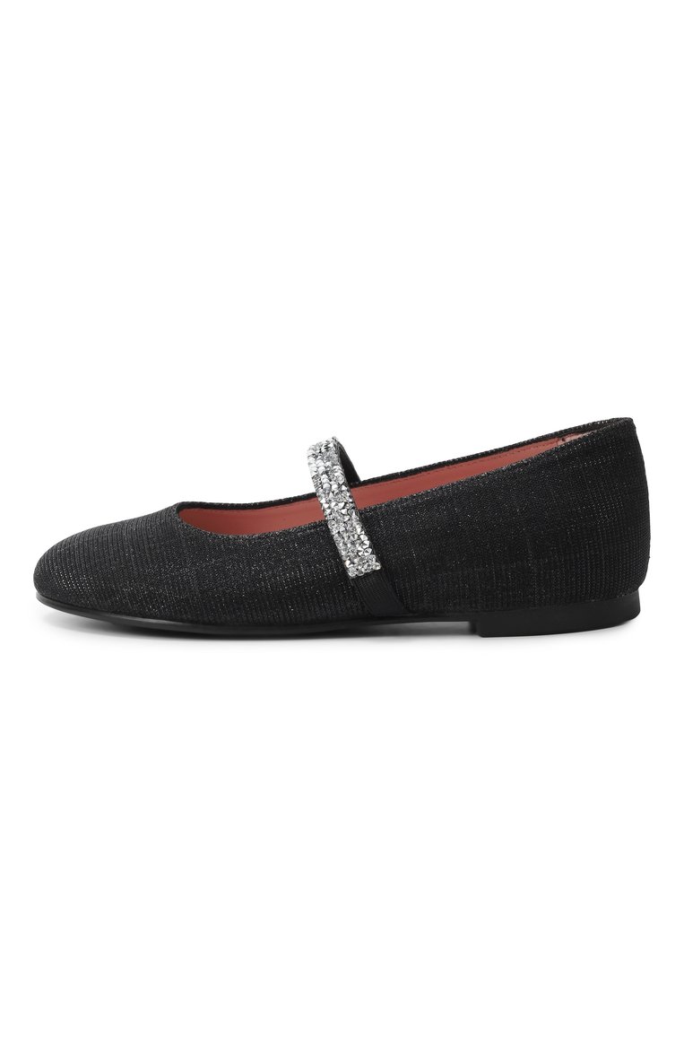 Детские текстильные балетки PRETTY BALLERINAS черного цвета, арт. 51794 | Фото 2 (Автоматизация состава: Проставлено; Материал внутренний: Натуральная кожа; Материал в�нешний: Текстиль; Нос: Не проставлено)