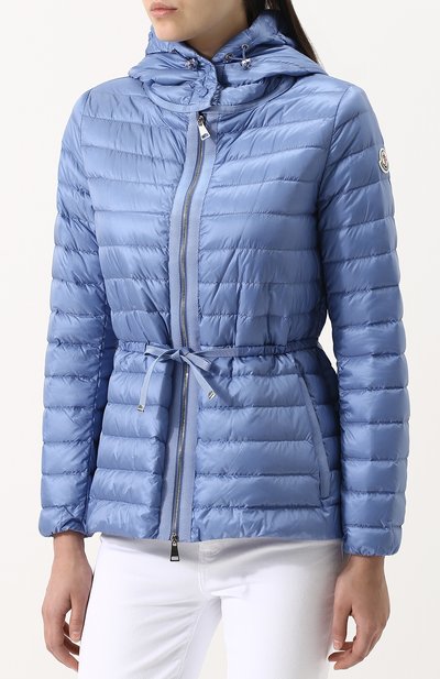 Приталенный стеганый пуховик с капюшоном MONCLER голубого цвета по цене 75400 руб., арт. D1-093-46908-99-53048, фото 3 Приталенный стеганый пуховик с капюшоном MONCLER, арт. D1-093-46908-99-53048, фото 3