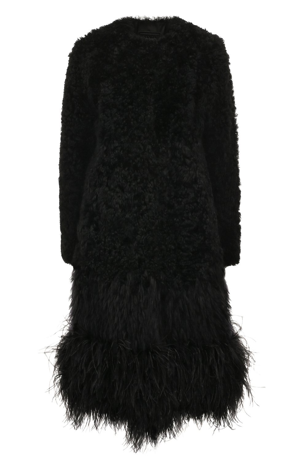 Шуба с отделкой перьями PRADA, арт. 56955-1XM8-F0002, фото 1