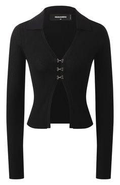 Женский хлопковый кардиган DSQUARED2 черного цвета, арт. S72HA1234/D13118 | Фото 1 (Драгоценные камни: Проставлено; Материал сплава: Проставлено; Длина (для топов): Стандартные; Рукава: Длинные; Стили: Кэжуэл; Женское Кросс-КТ: кардиган-трикотаж; Материал внешний: Хлопок)